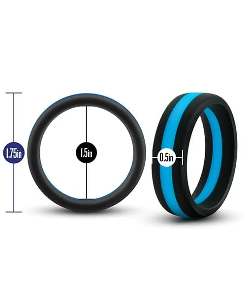 Blush Performance Silicone Go Pro Cock Ring - Black-Blue