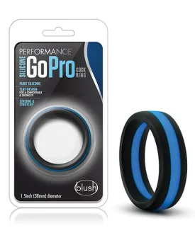 Blush Performance Silicone Go Pro Cock Ring - Black-Blue