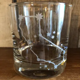 California State Map Etched Whiskey Glass