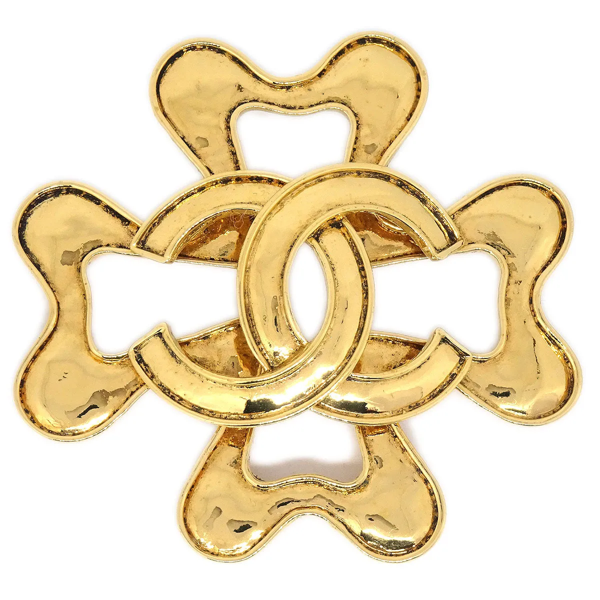 CHANEL 1994 Clover Brooch Gold AK36864d