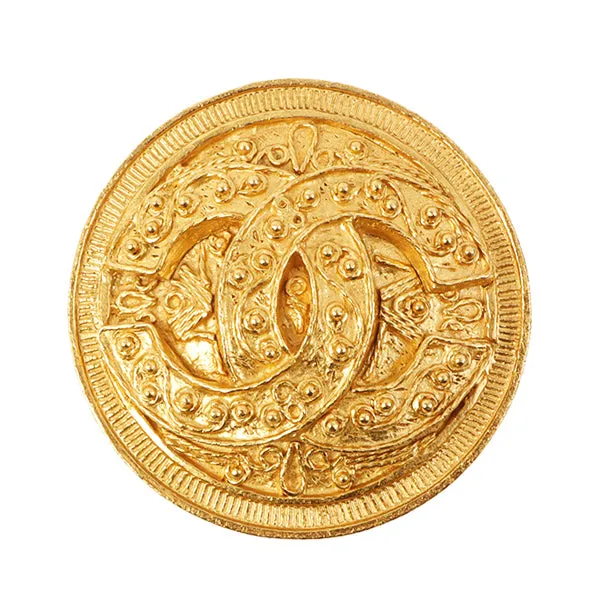 CHANEL 1994 Made Round Dotted CC Mark Brooch