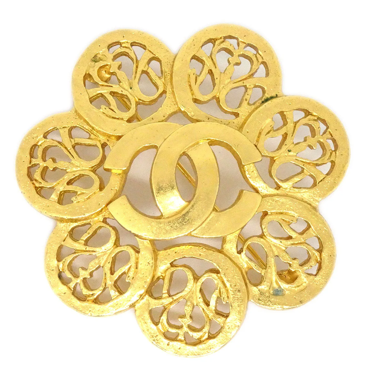 CHANEL 1995 Fretwork Paisley Brooch Gold 73726