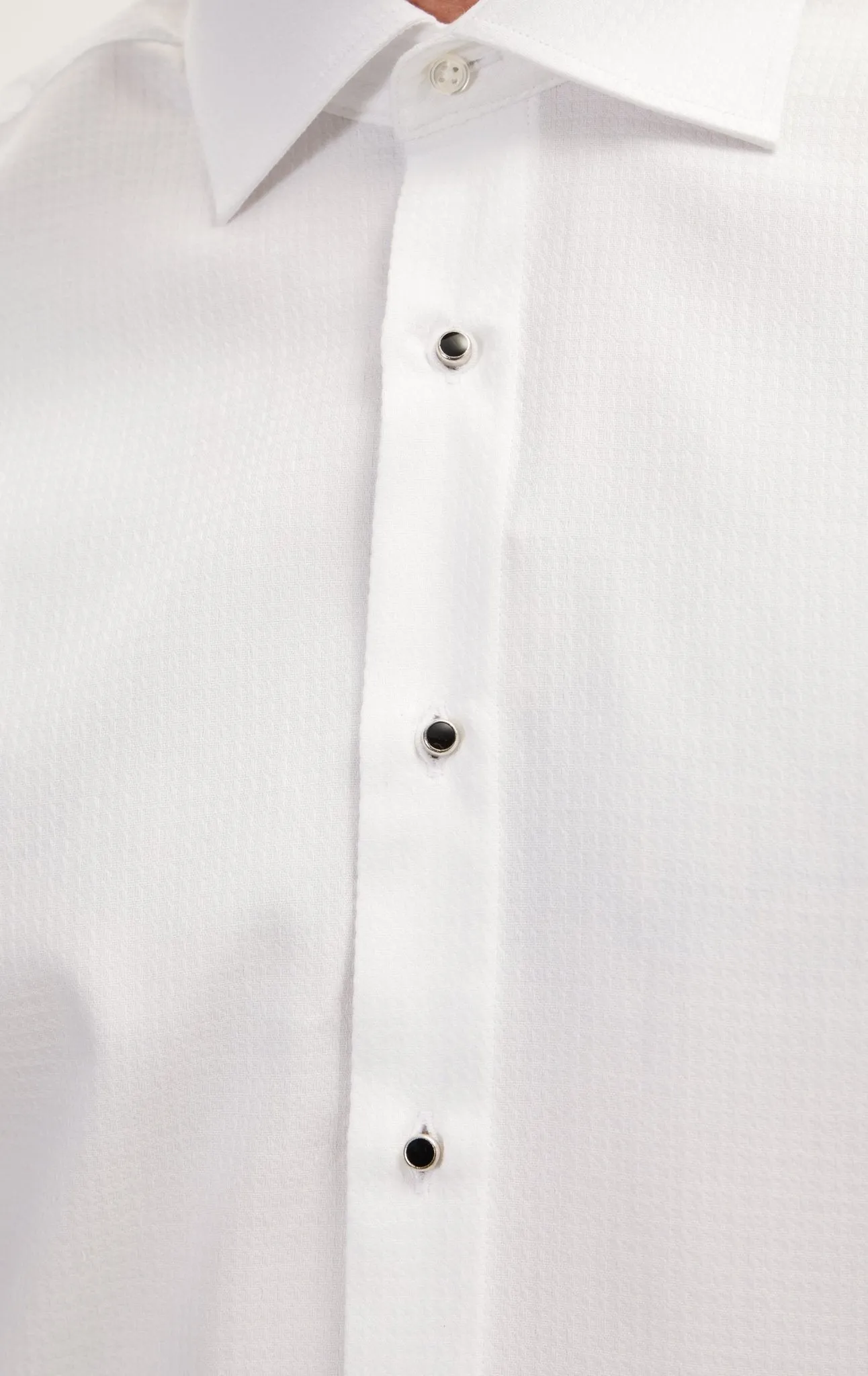 Classical Top  Front Stud Tuxedo Shirt - Houndstooth