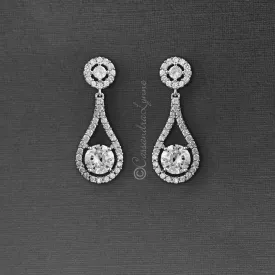 Clip-On Cubic Zirconia Drop Earrings Teardrop Shaped