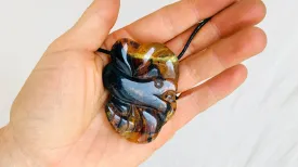 Coiled Serpent Amber Pendant. Aztec Replica
