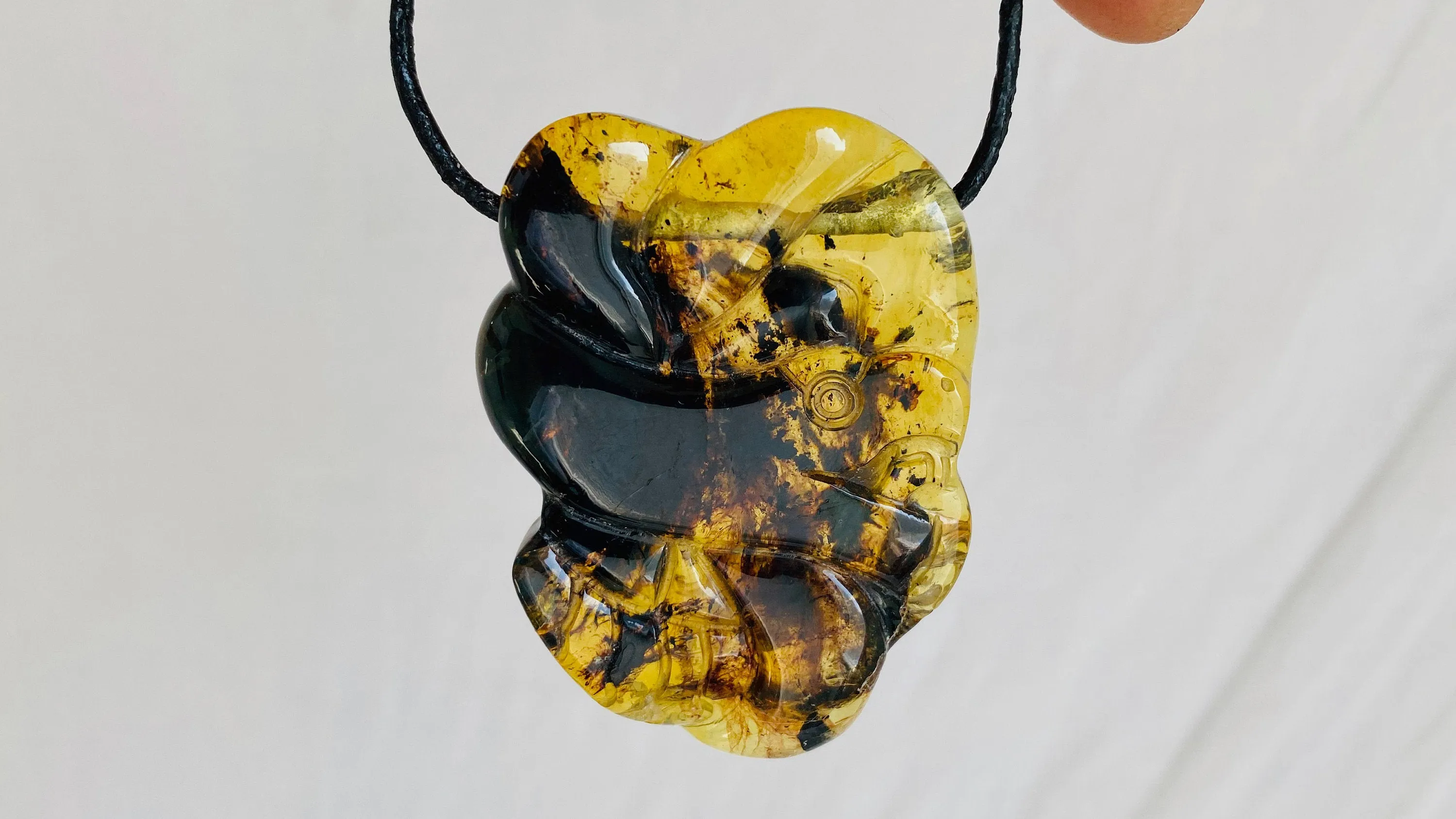 Coiled Serpent Amber Pendant. Aztec Replica