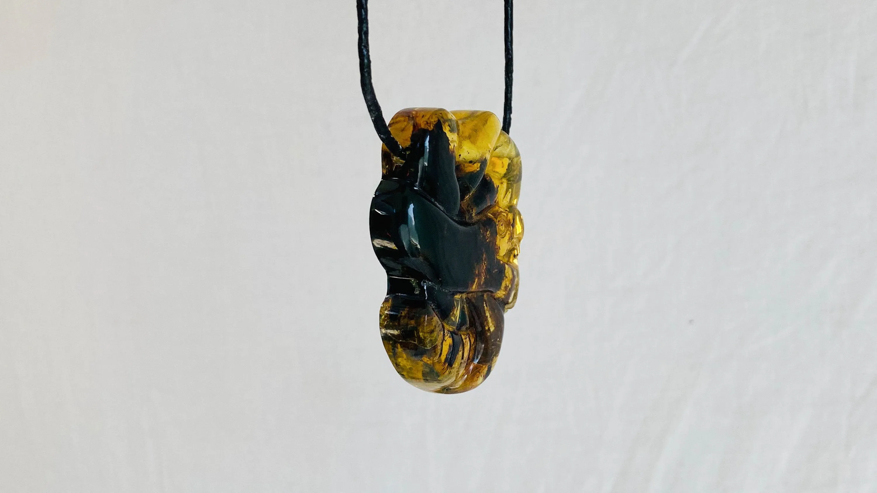 Coiled Serpent Amber Pendant. Aztec Replica