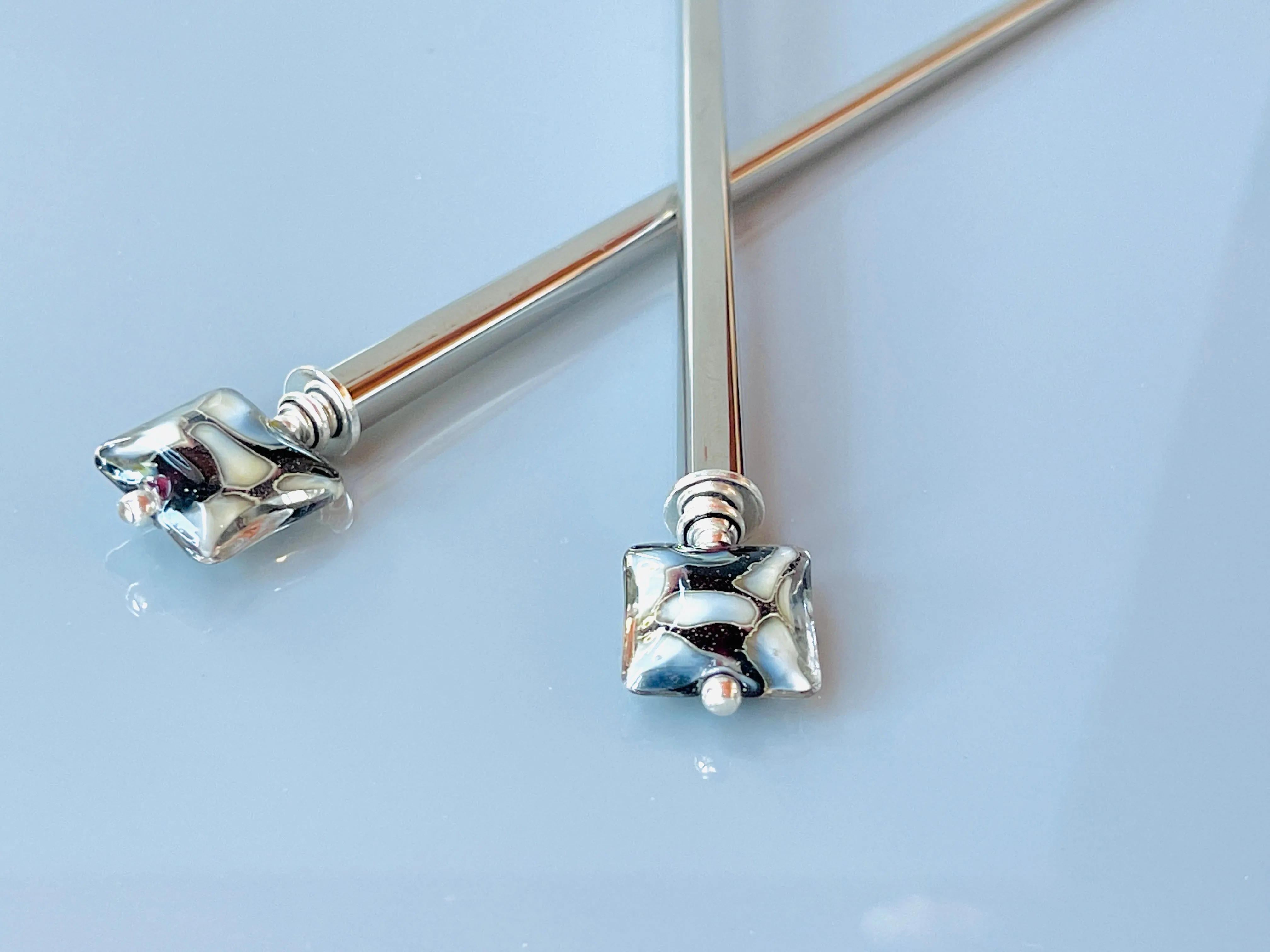 Contemporary Art Glass Hair Sticks, Modern hair sticks, minimalist hair pins