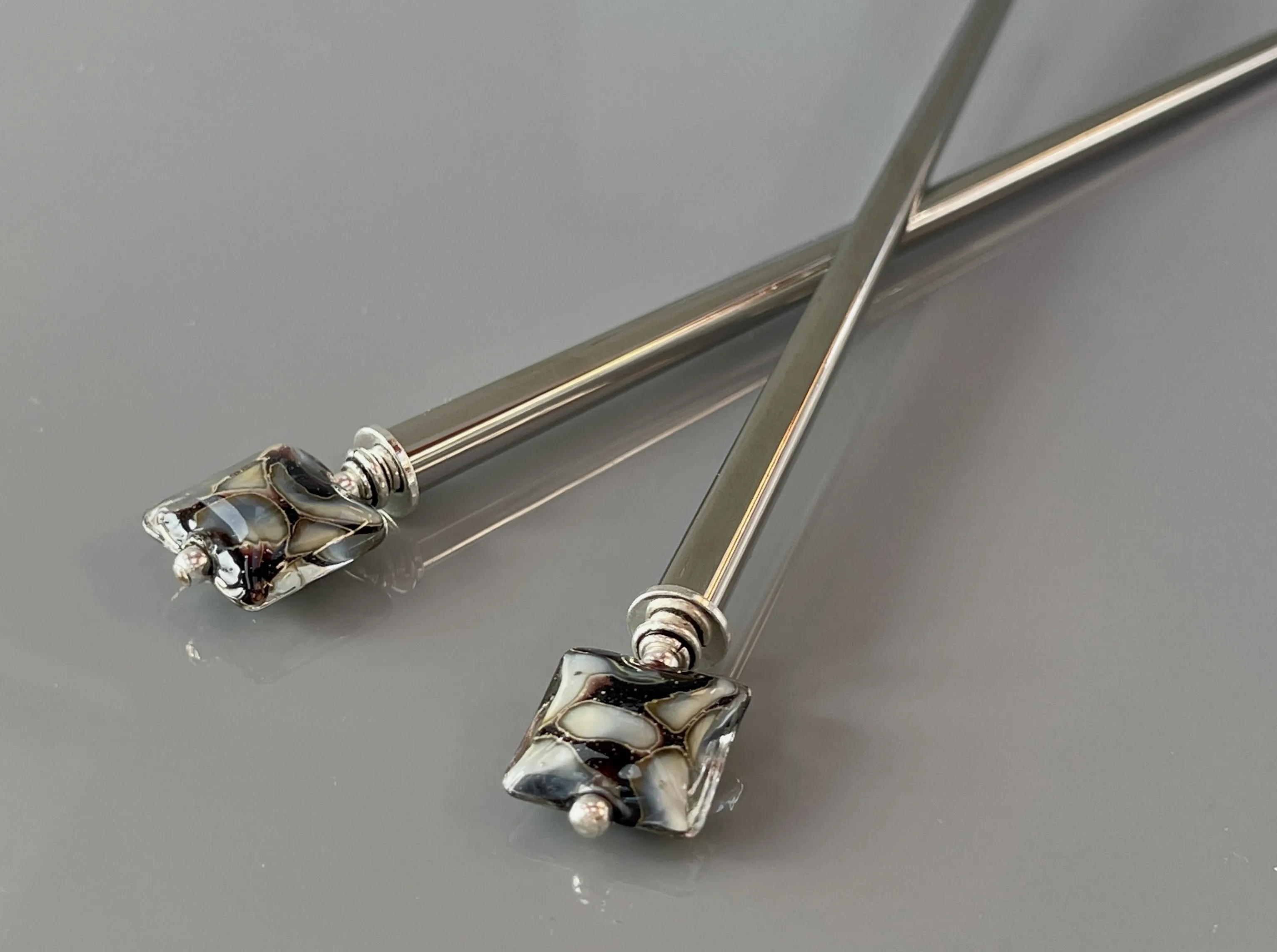 Contemporary Art Glass Hair Sticks, Modern hair sticks, minimalist hair pins