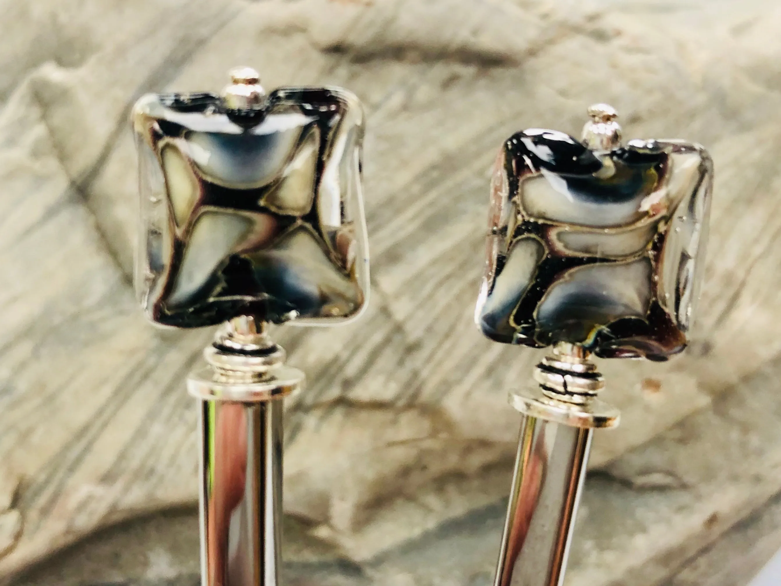 Contemporary Art Glass Hair Sticks, Modern hair sticks, minimalist hair pins