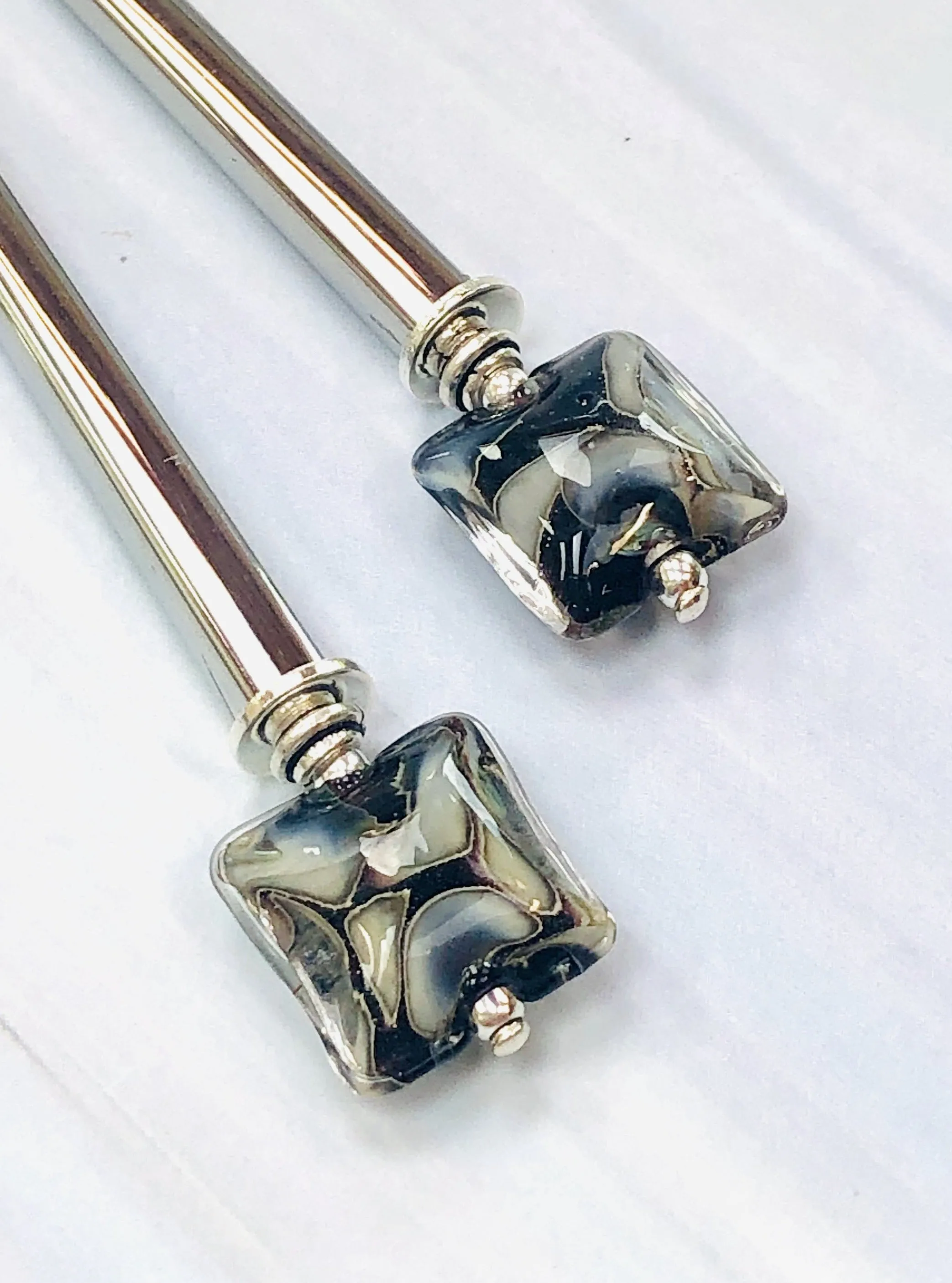 Contemporary Art Glass Hair Sticks, Modern hair sticks, minimalist hair pins