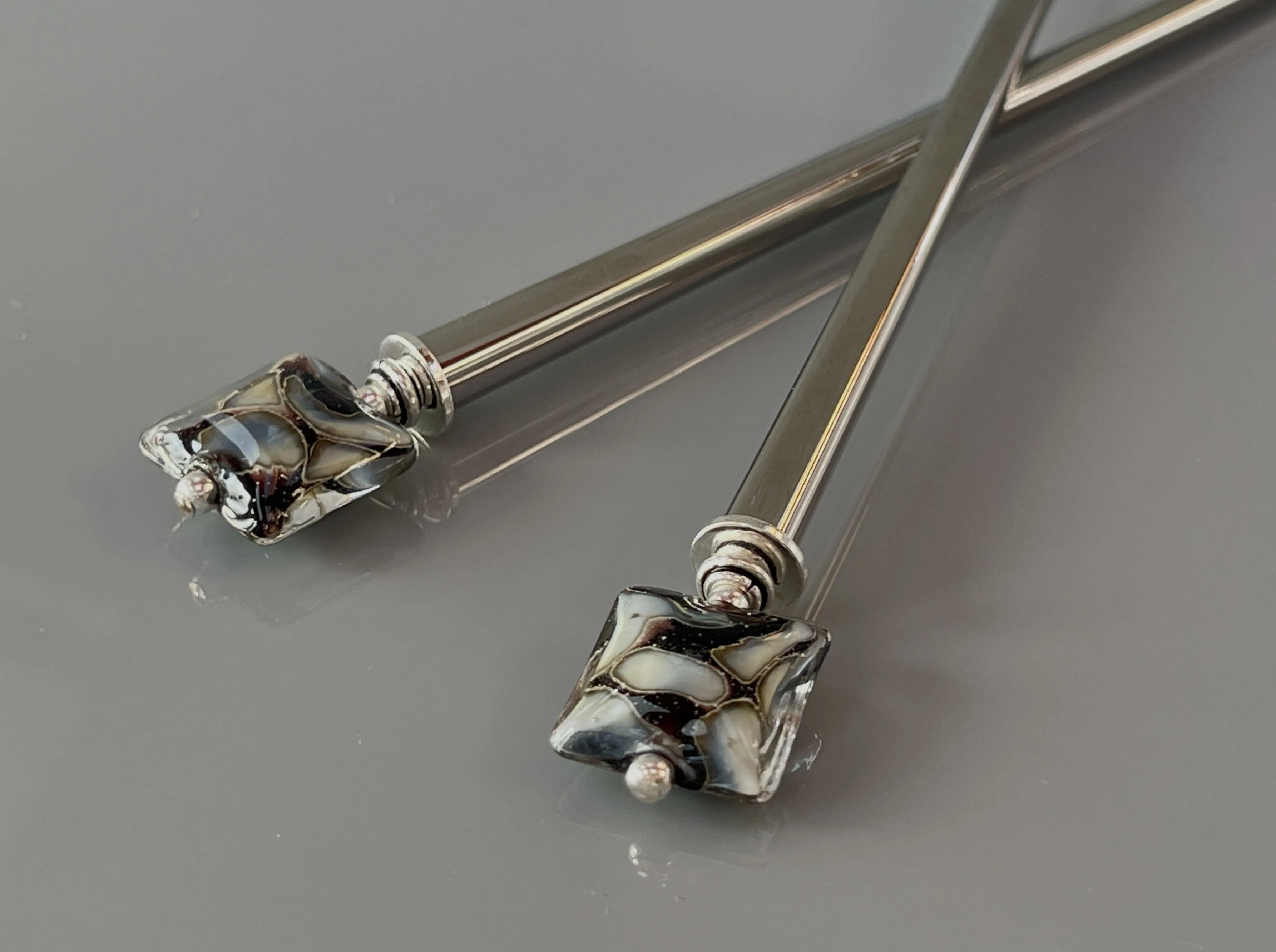 Contemporary Art Glass Hair Sticks, Modern hair sticks, minimalist hair pins