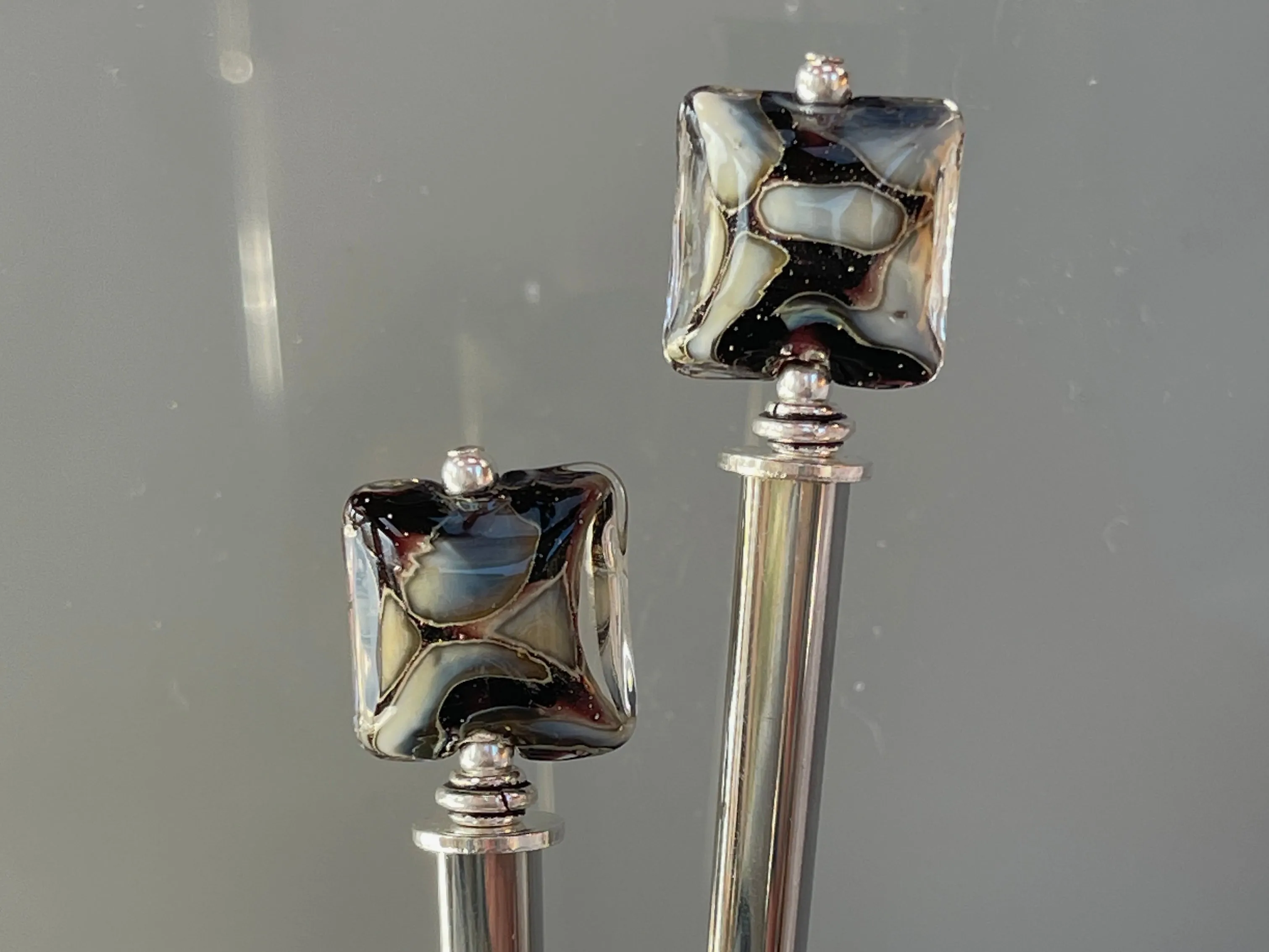 Contemporary Art Glass Hair Sticks, Modern hair sticks, minimalist hair pins