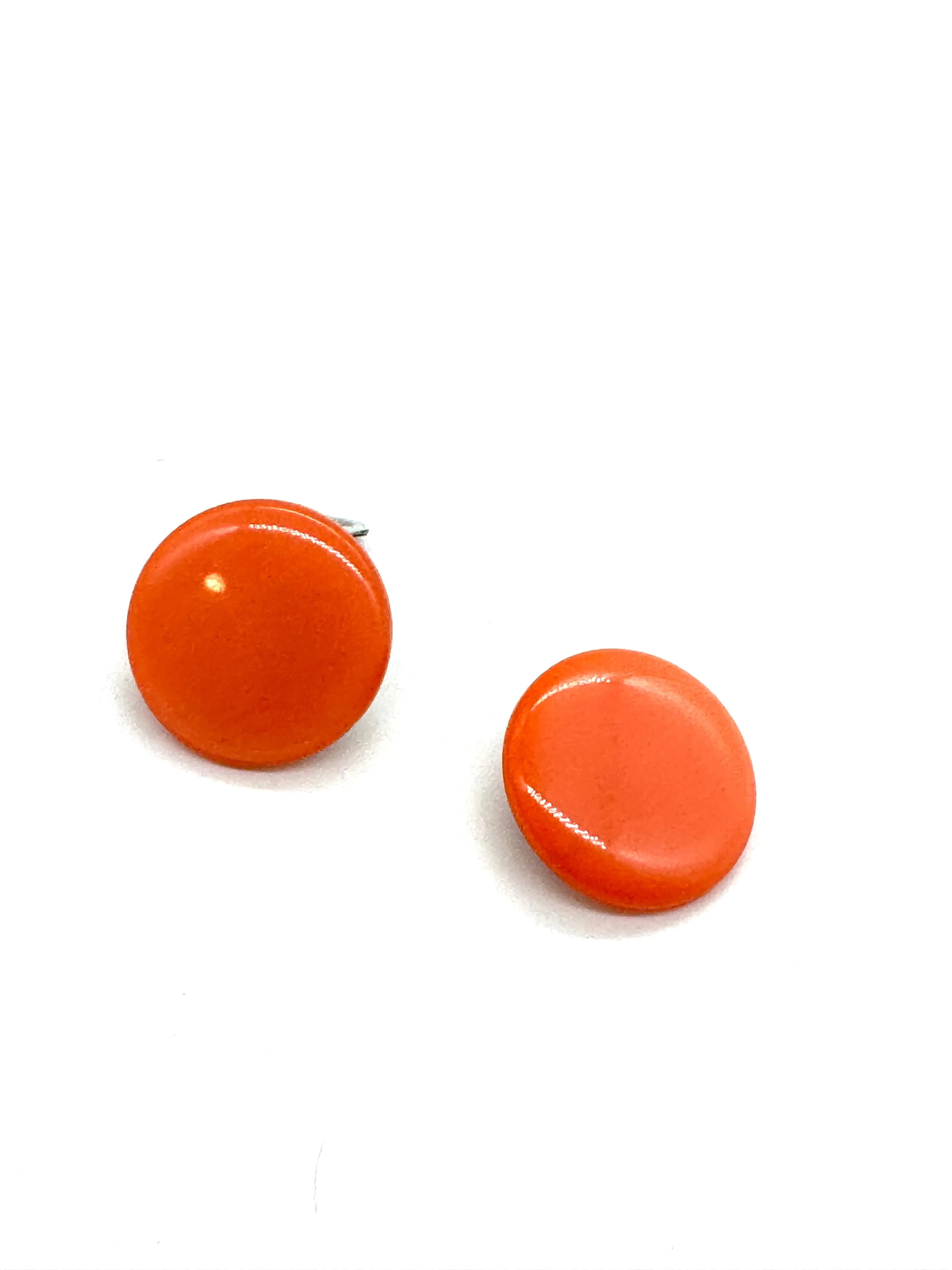Coral Moonglow Disc Clip On Earrings - Estate