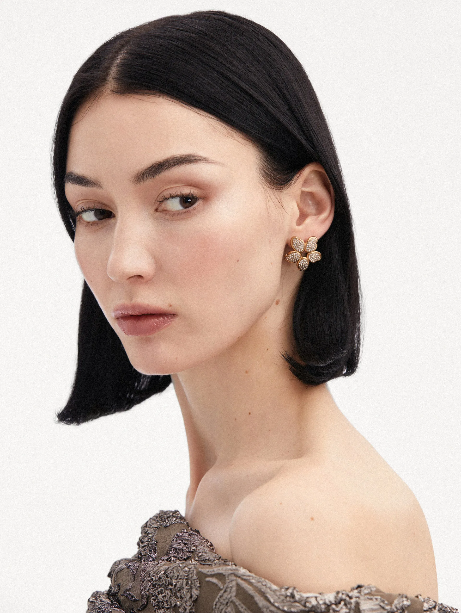 Crystal O Flower Earrings