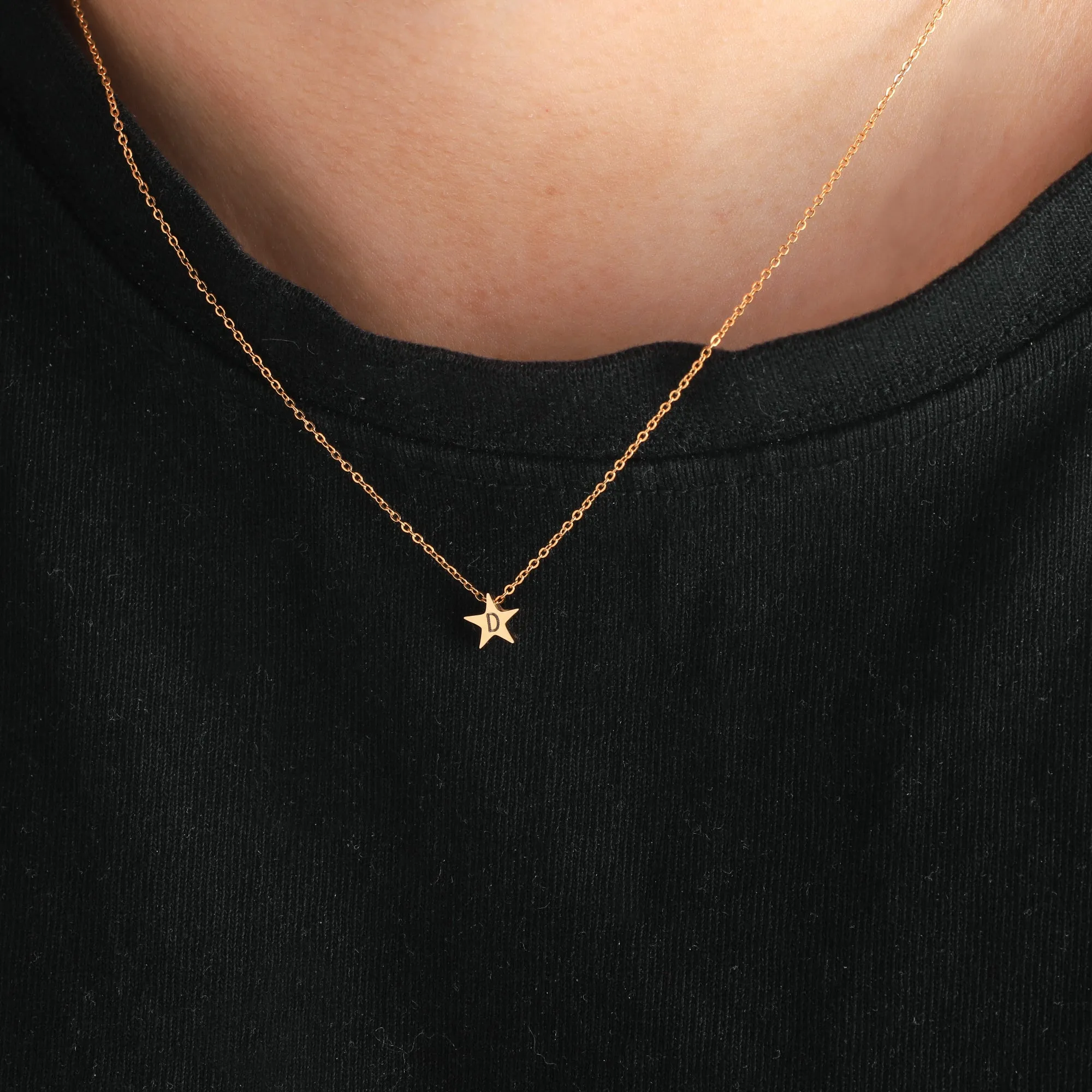 Dainty Star Initial Necklace