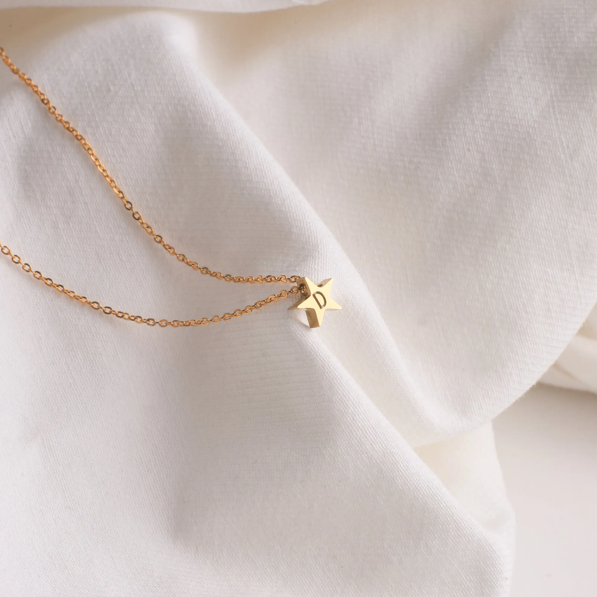 Dainty Star Initial Necklace