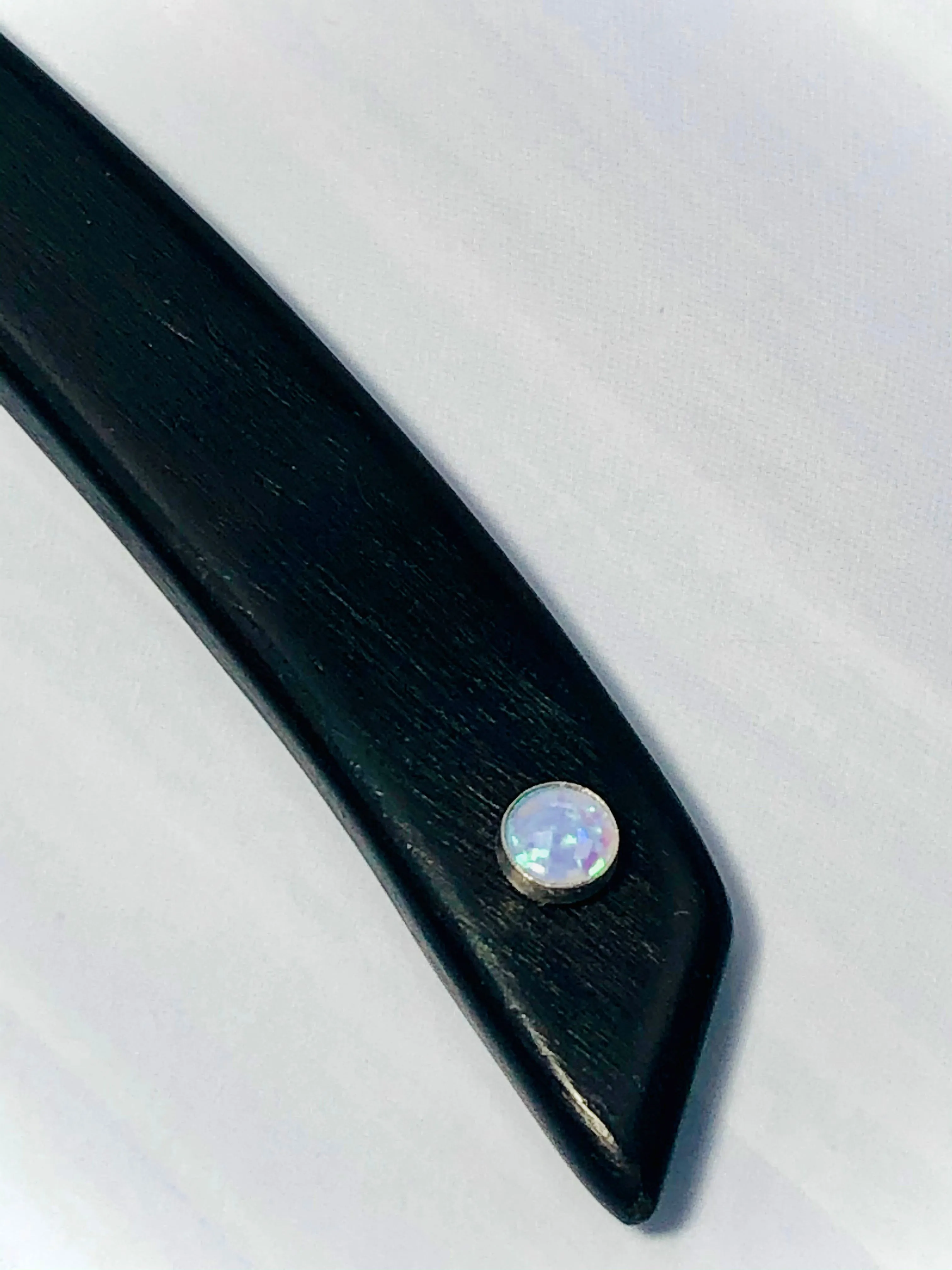 Ebony and Genuine Opal hair stick, silver opal gemstone luxury hair stick