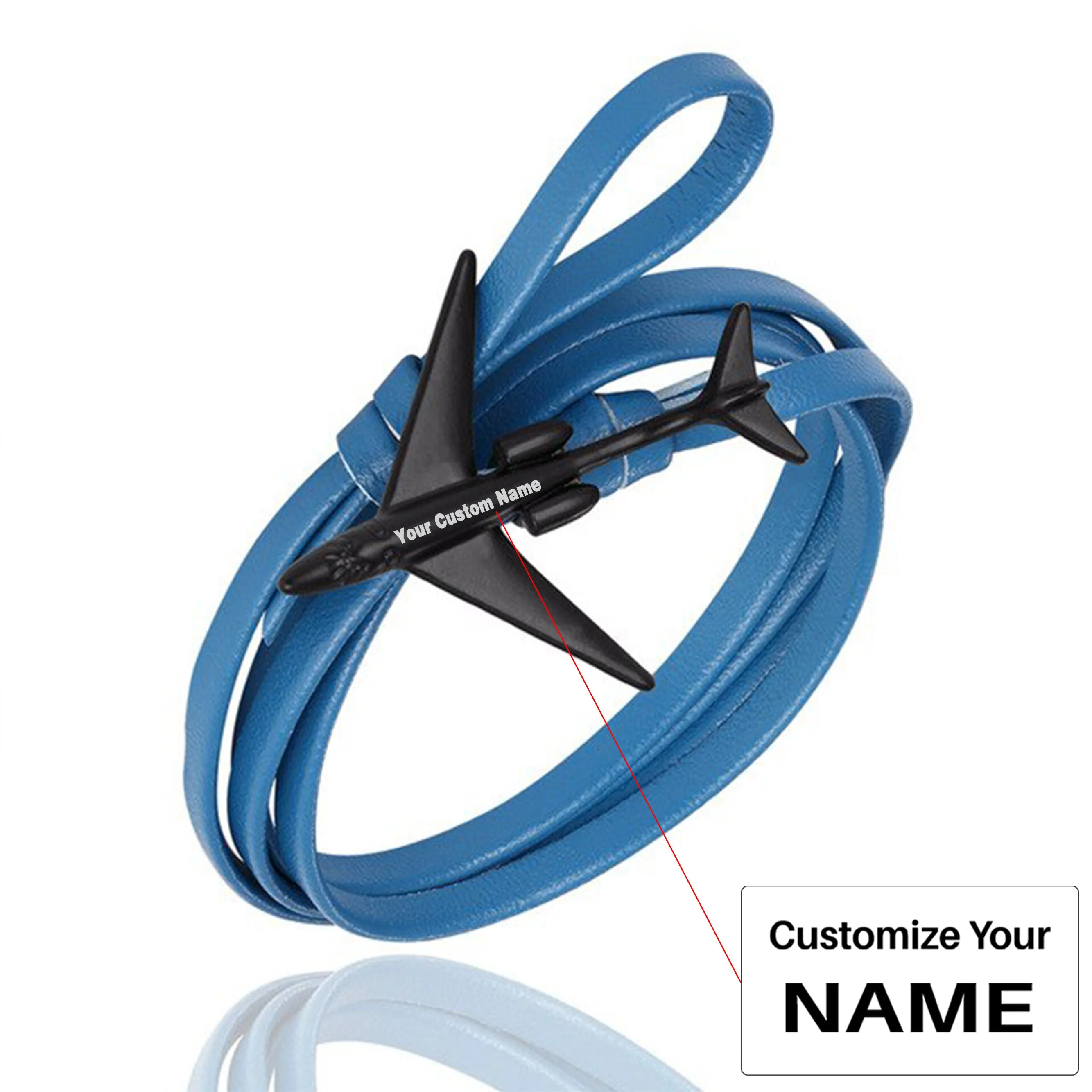 (Edition 3) - Special Leather Rope Designed Airplane Bracelets Black (Adjustable)