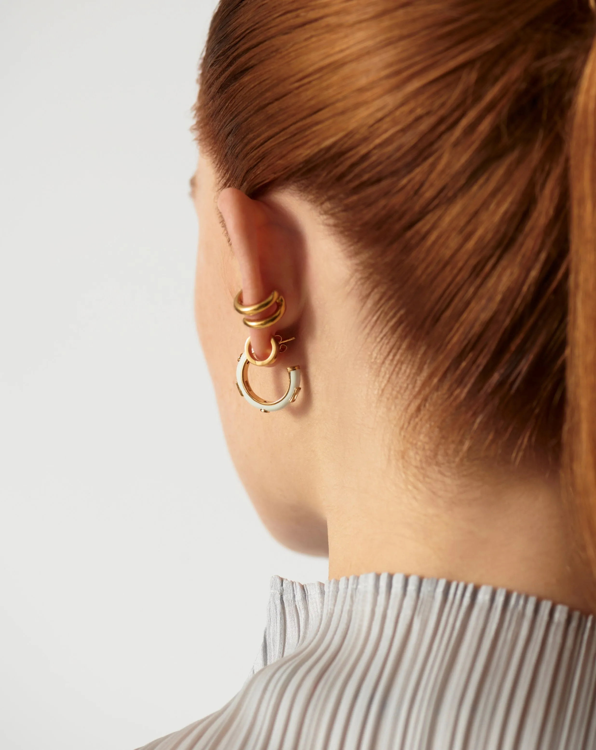 Enamel & Stone Small Hoop Earrings