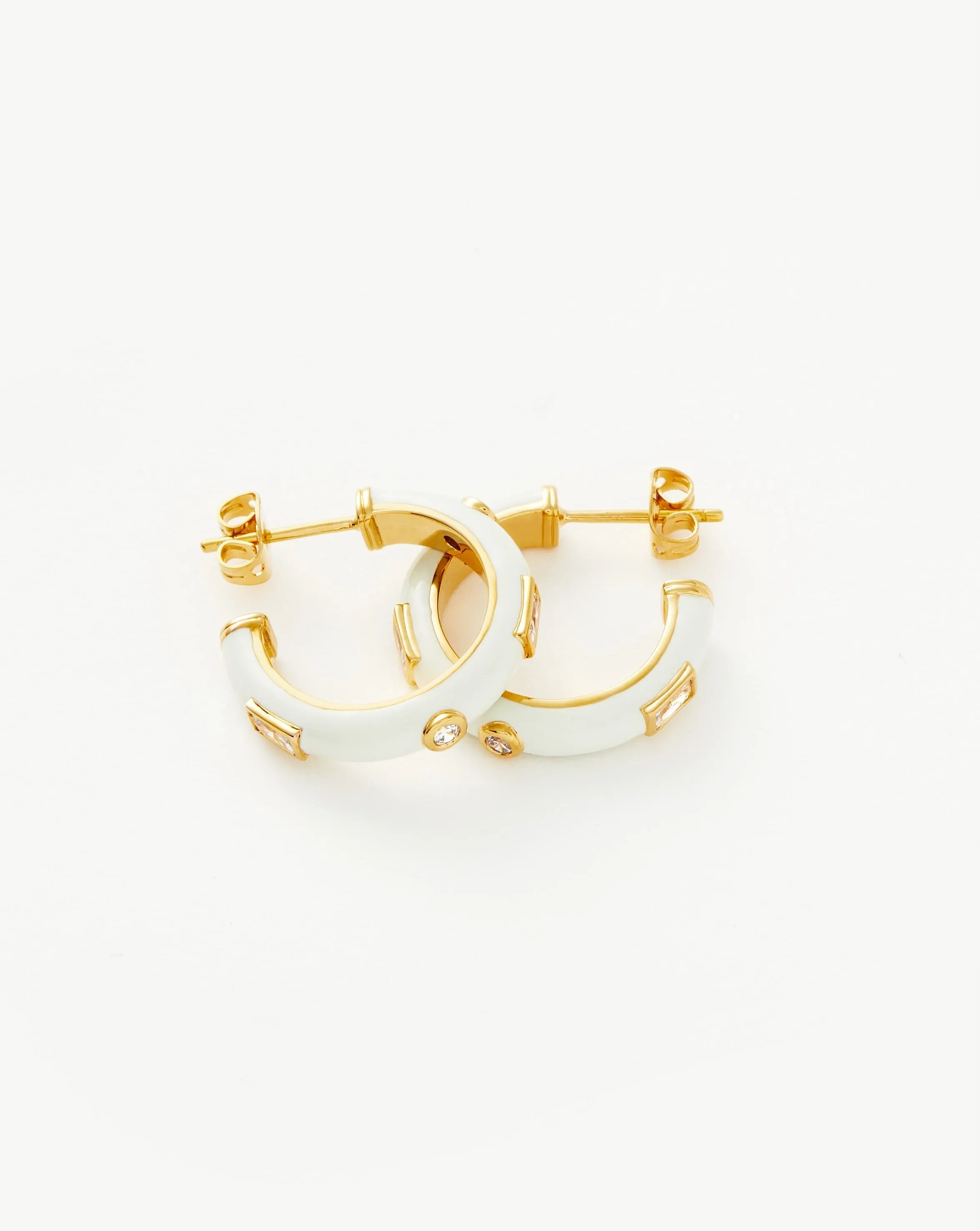 Enamel & Stone Small Hoop Earrings