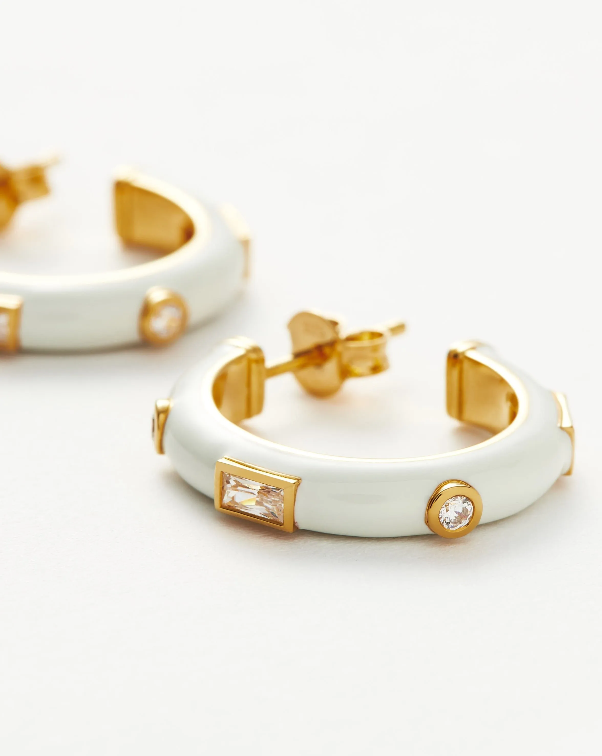 Enamel & Stone Small Hoop Earrings