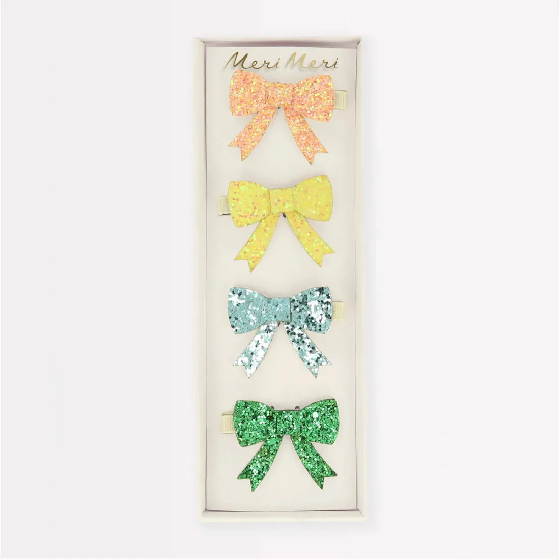 Glitter Bow Hair Clips (x 4)