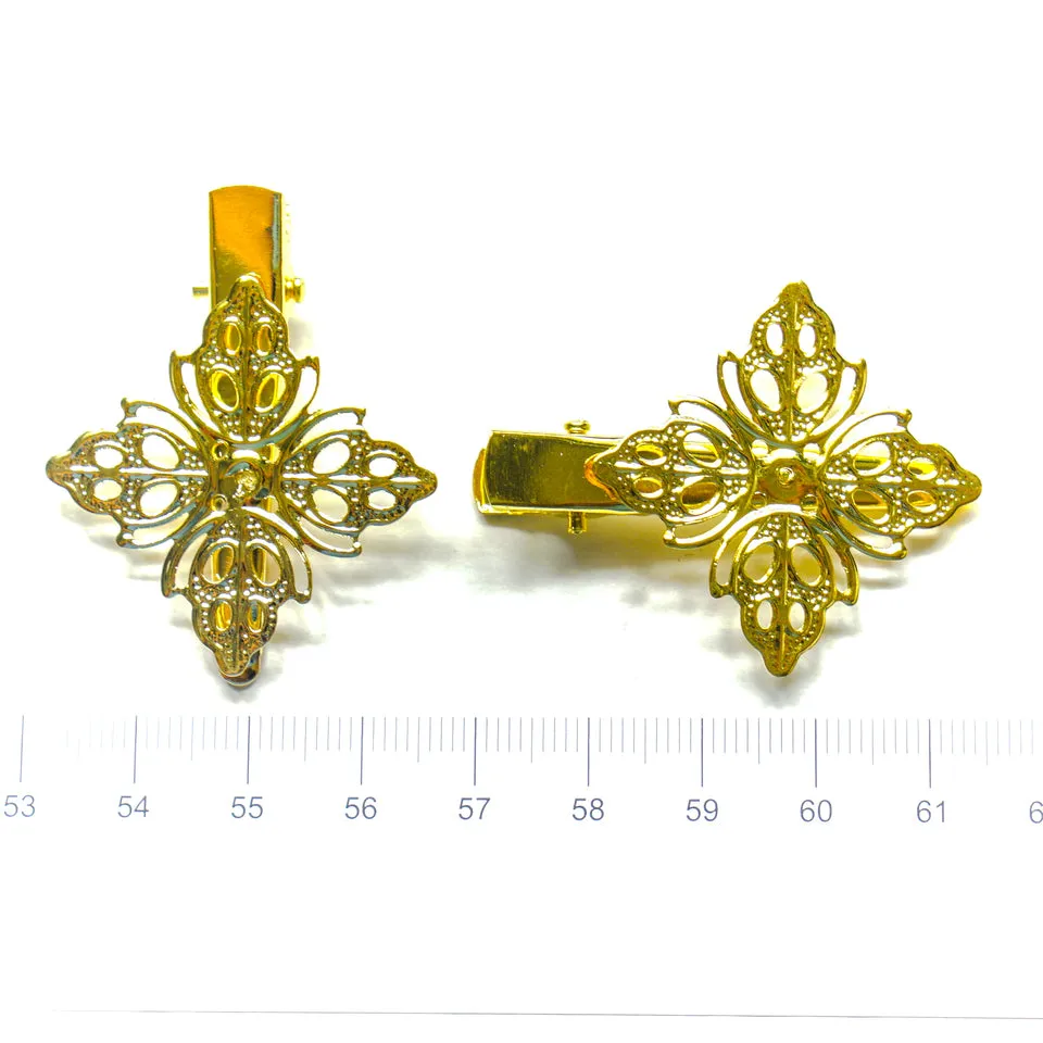 Gold Filigree Flower Hair Pins (6 pieces)