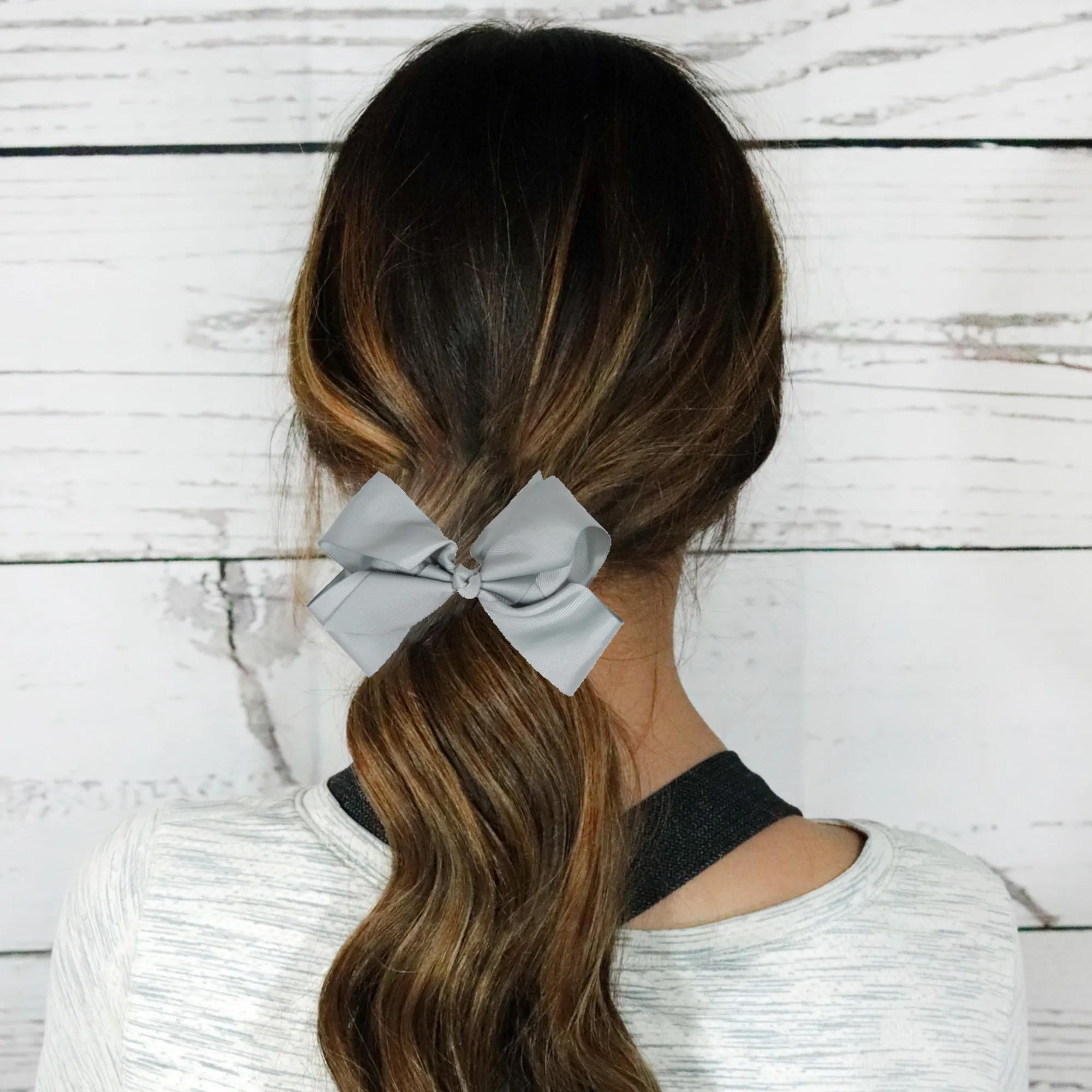 Gray Classic Hair Bows - 10 Pack