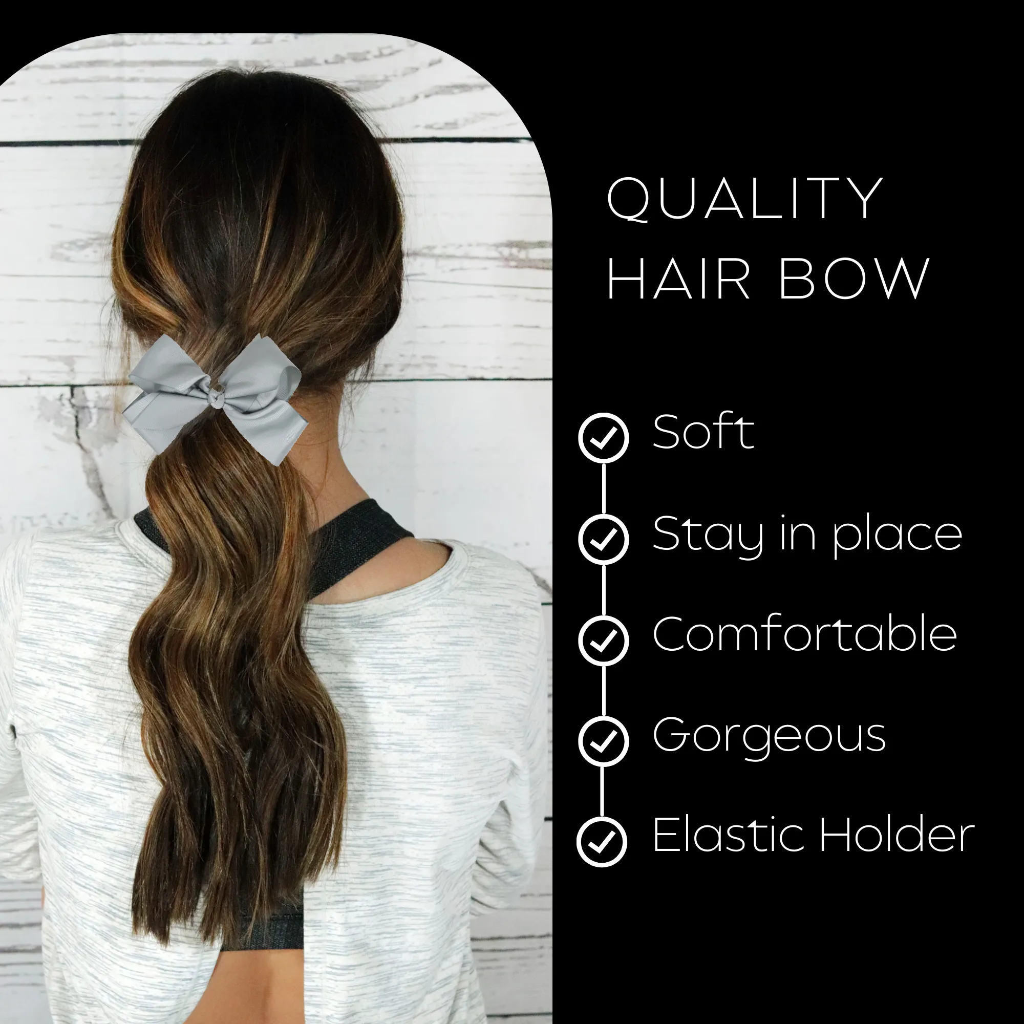 Gray Classic Hair Bows - 10 Pack