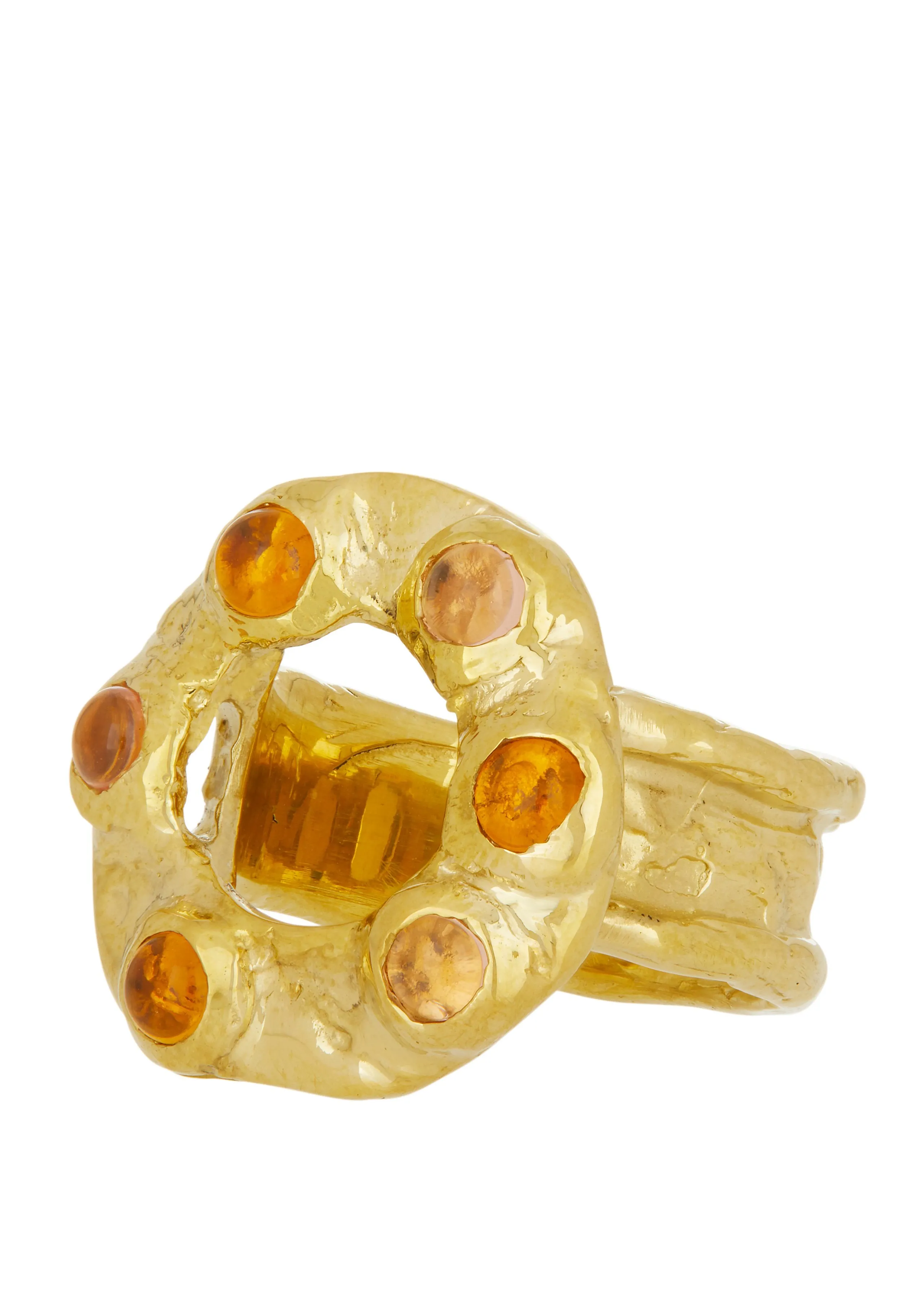 Halo Ring in Brass - Pink & Yellow