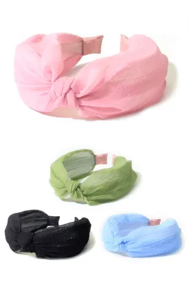HB1C57A Solid Chiffon Twist Headband 12pcs Pack
