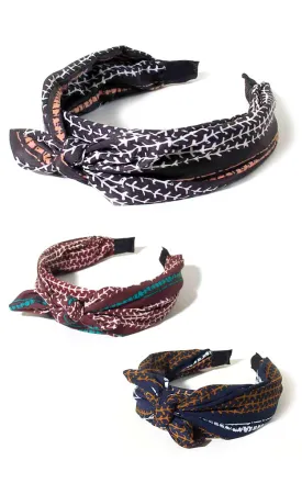 HB91B3 Geo Pattern Print Bow Knot Headband 12pcs Pack