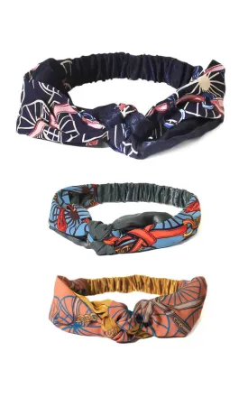 HB95B8 Wheel and Chain Print Bow Knot Headband 12pcs Pack