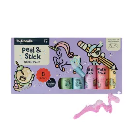 Hey Doodle Peel & Stick Glitter Paint - Easy Peel and Stickable Colours