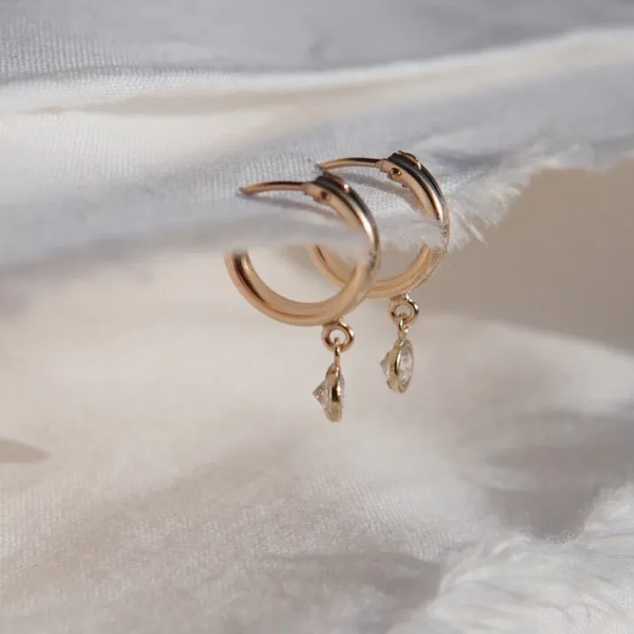 Icicle CZ Huggie Hoop Earrings