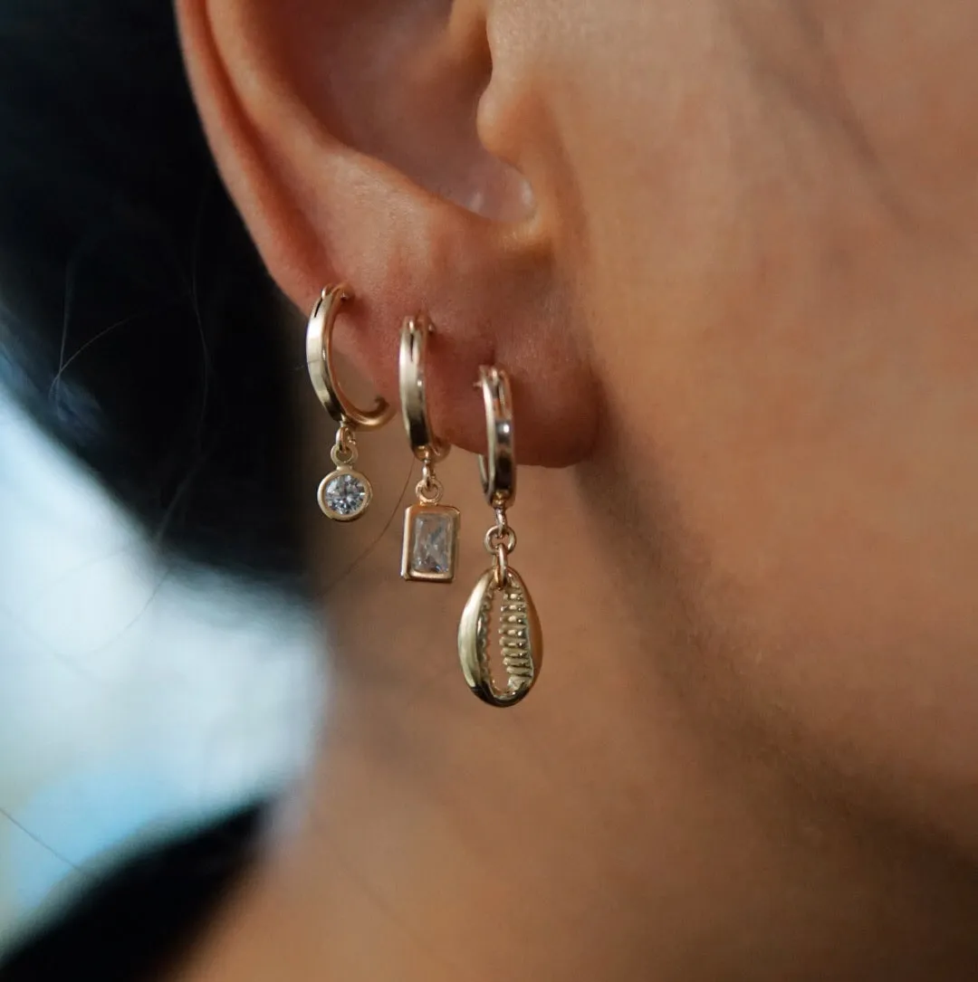 Icicle CZ Huggie Hoop Earrings