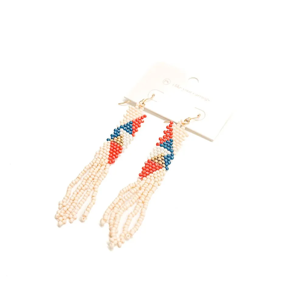IndiGo Beaded Tassel Earrings