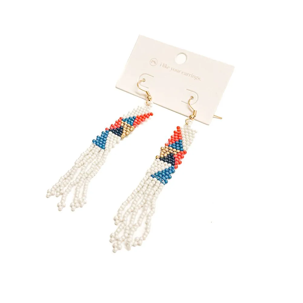 IndiGo Beaded Tassel Earrings
