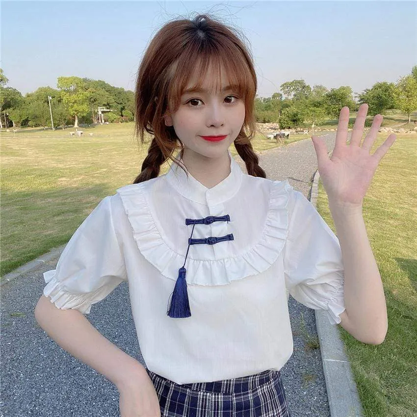 Kawaii Tassel Puff Sleeved Shirt