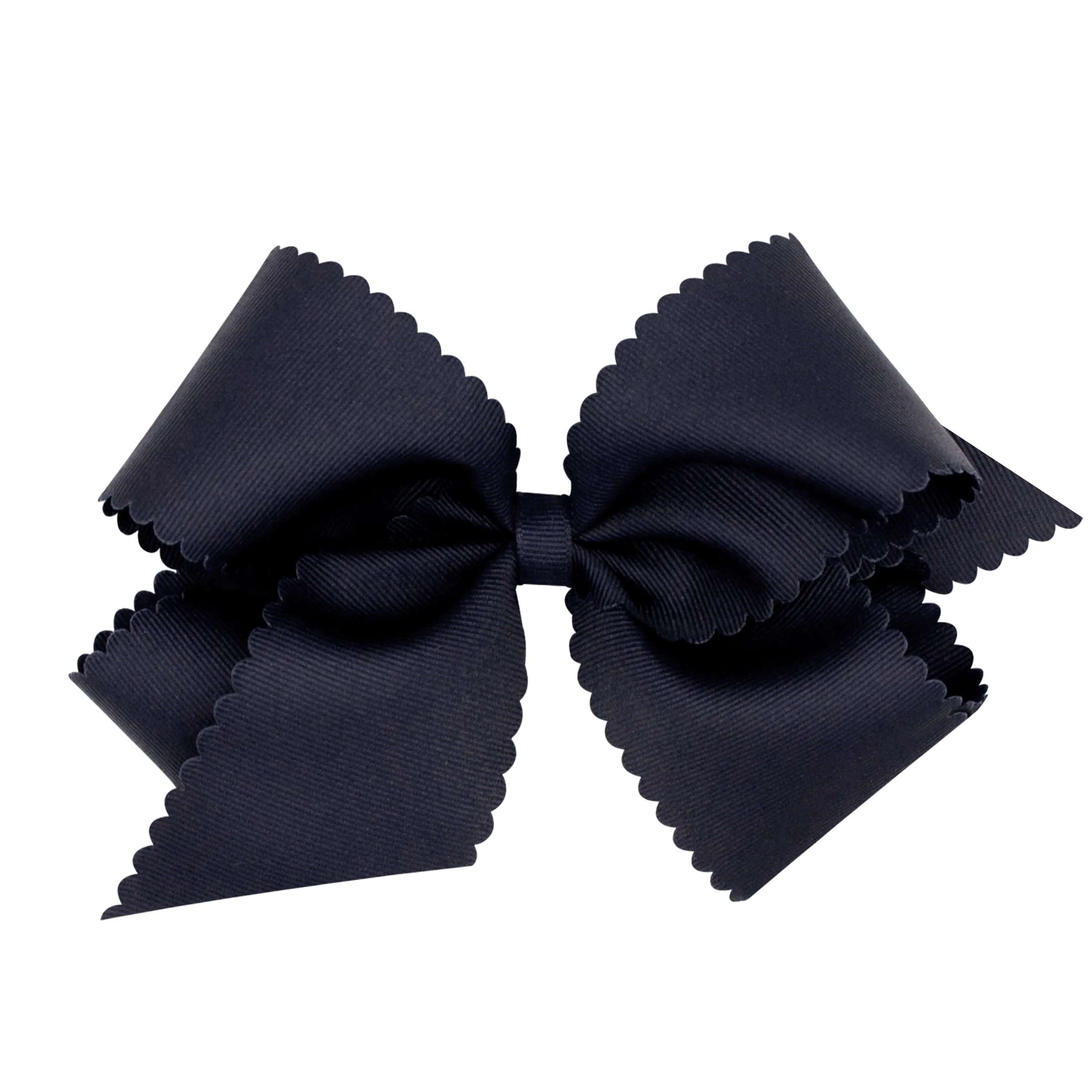 King Grosgrain Hair Bow with Scalloped Edge