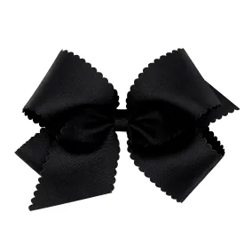 King Grosgrain Hair Bow with Scalloped Edge