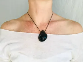Large Amber Drop Pendant on a Silk Cord