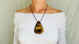 Large Amber Pendant on a Leather Cord