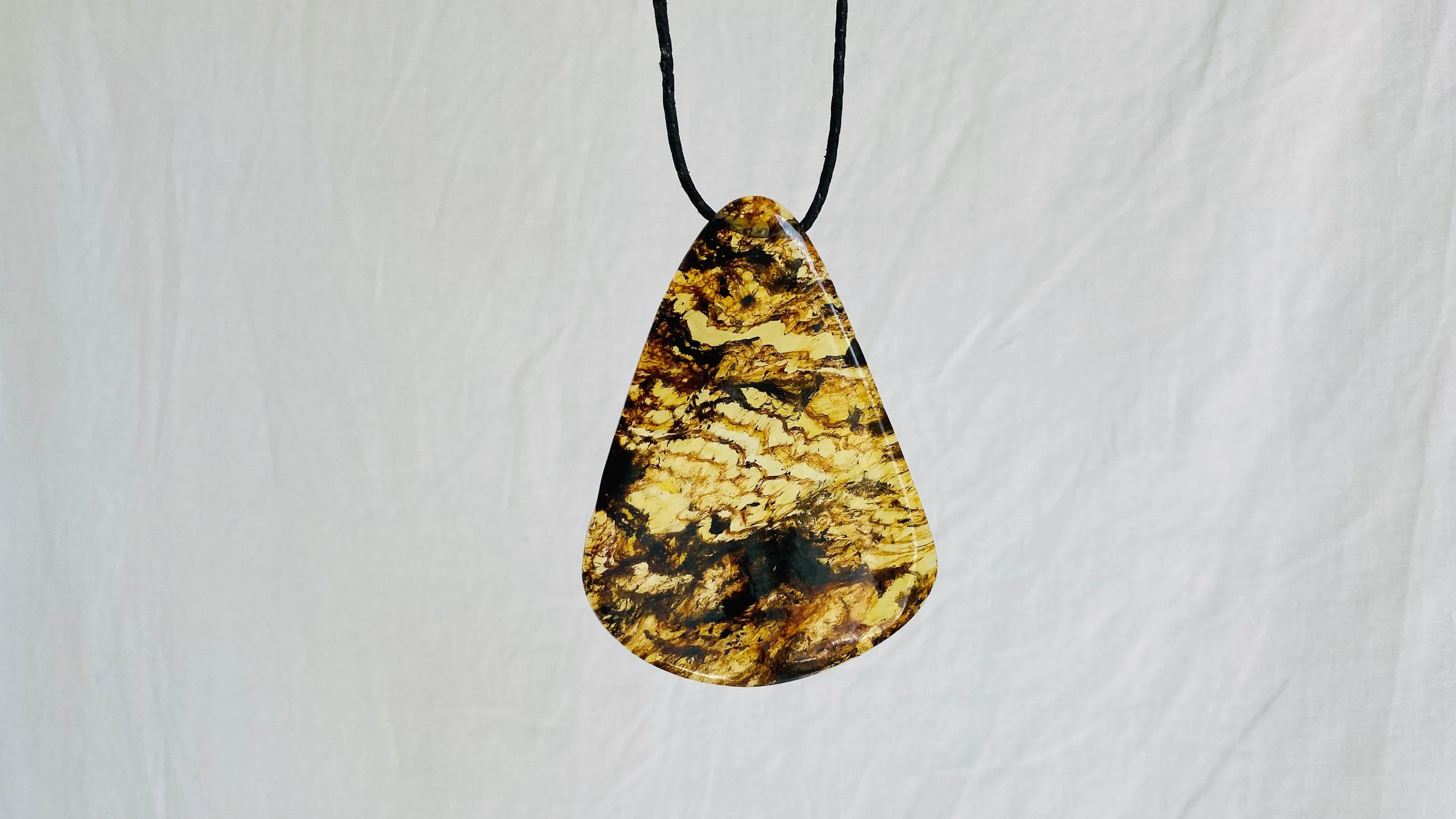 Large Amber Pendant on a Leather Cord