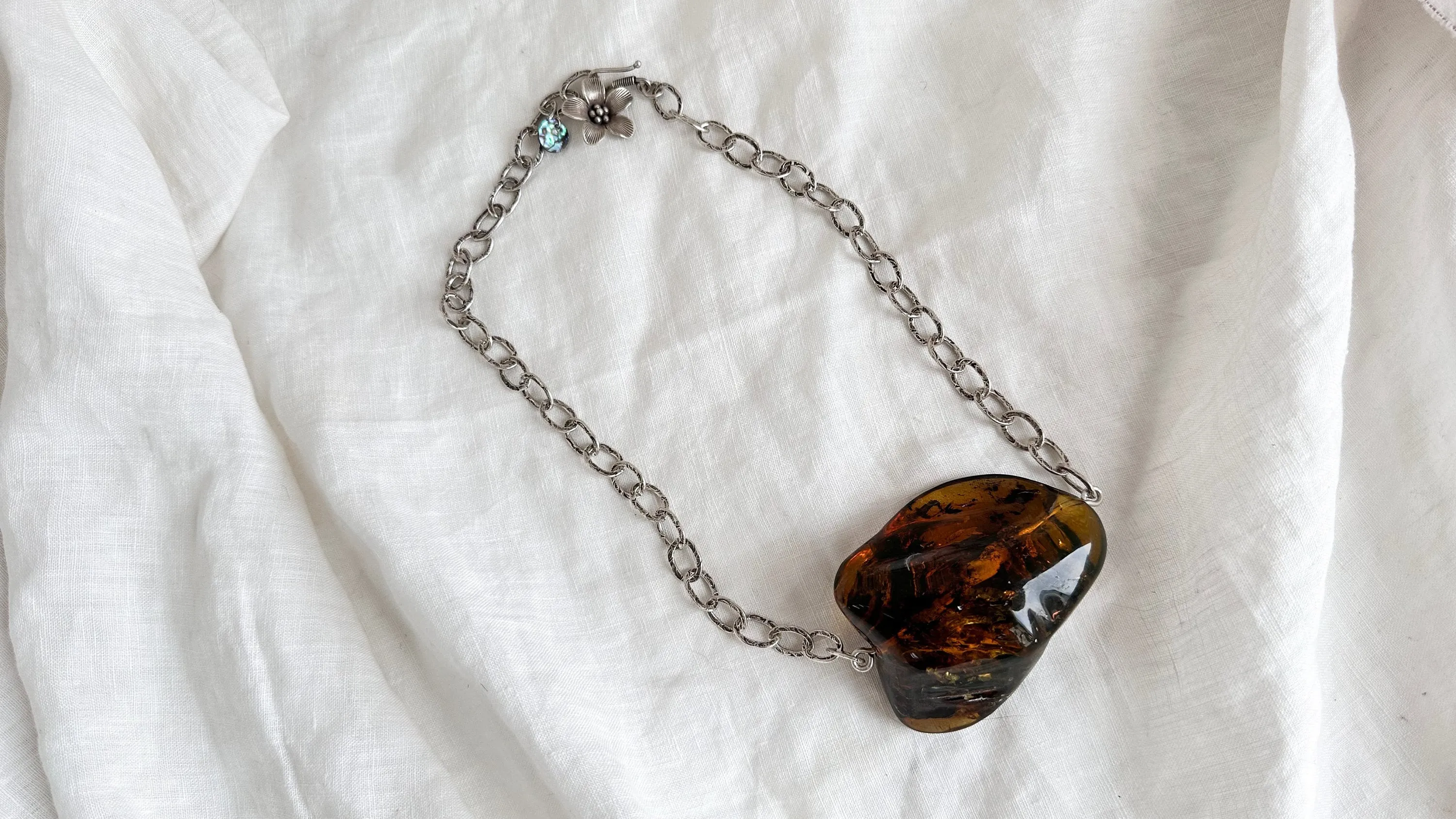 Large Amber Pendant on a Silver Chain. 1279 ***IN COMPLIANCE WITH Etsy Regulations***