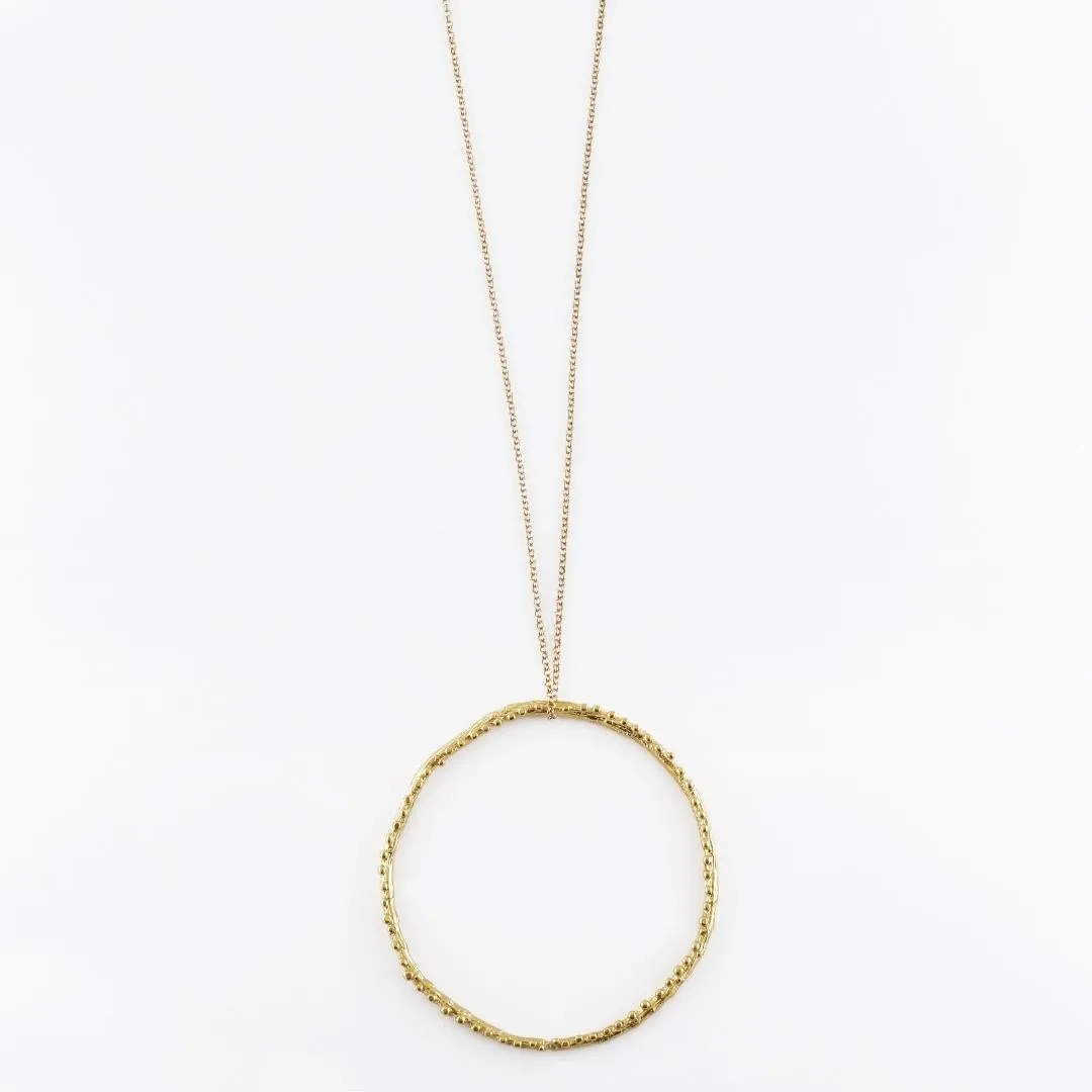 Large twig hoop with dewdrops - sparkling necklace - silver 925 - gold plated
