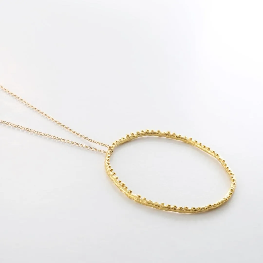 Large twig hoop with dewdrops - sparkling necklace - silver 925 - gold plated