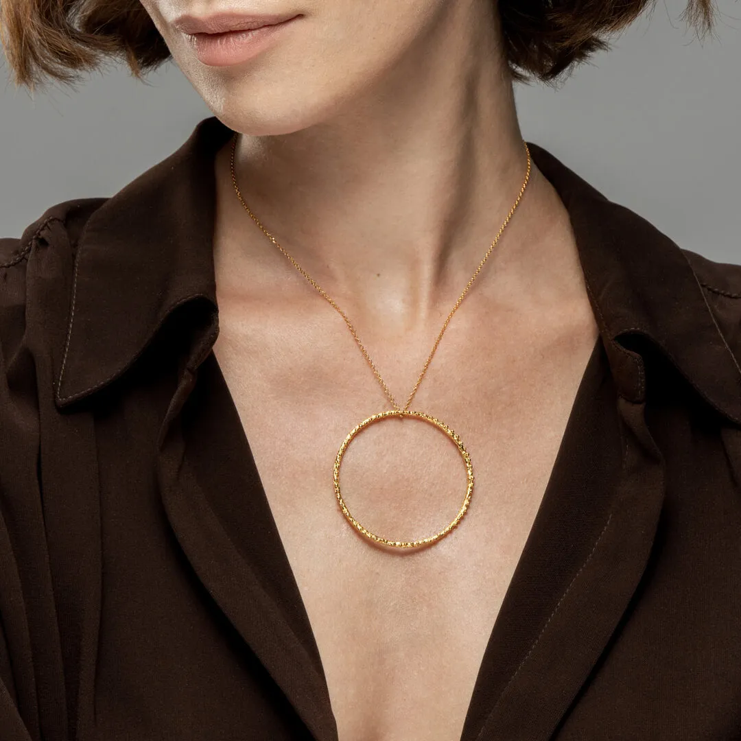 Large twig hoop with dewdrops - sparkling necklace - silver 925 - gold plated