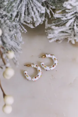 Light Up The Town Christmas Lights Hoop Earrings - White